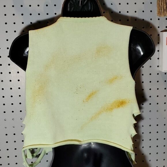 Glammed Up Grunge Trashed, Ripped Mint Green Embellished Knit Blouse, Top, Sz M? - Picture 5 of 5